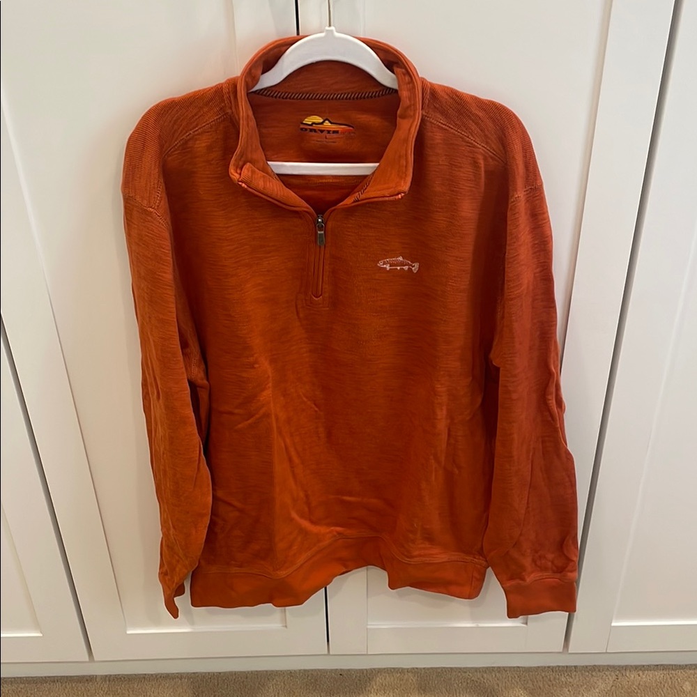 Orvis Men's Orange Half-Zip Sweater